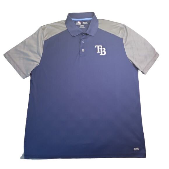 Tampa Bay Rays TX3 Cool Polo Shirt 2XL Blue Gray Embroidered MLB EUC - Picture 1 of 5